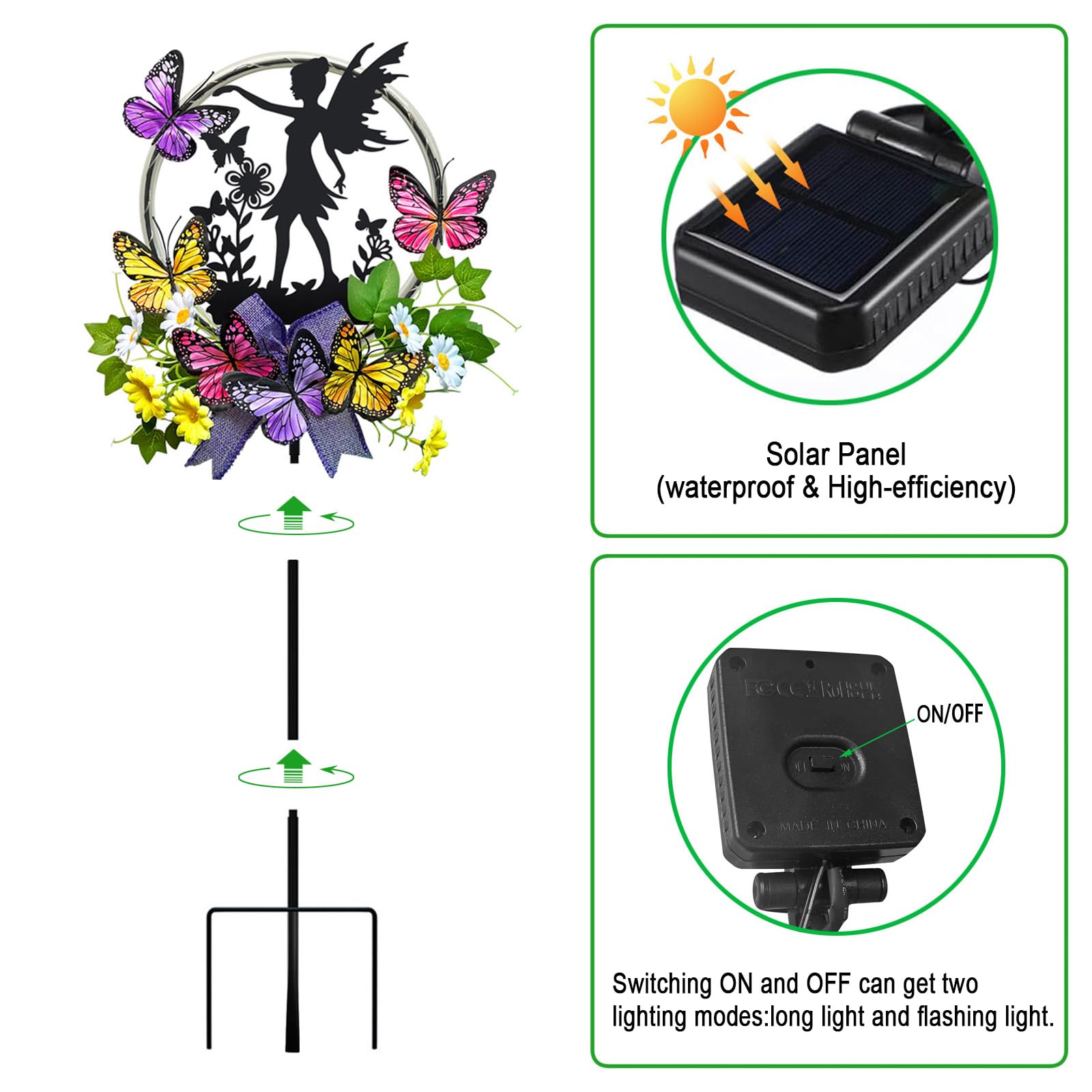 Hokfirm garden stake with dreamy fairy lights enhances flower beds and borders.