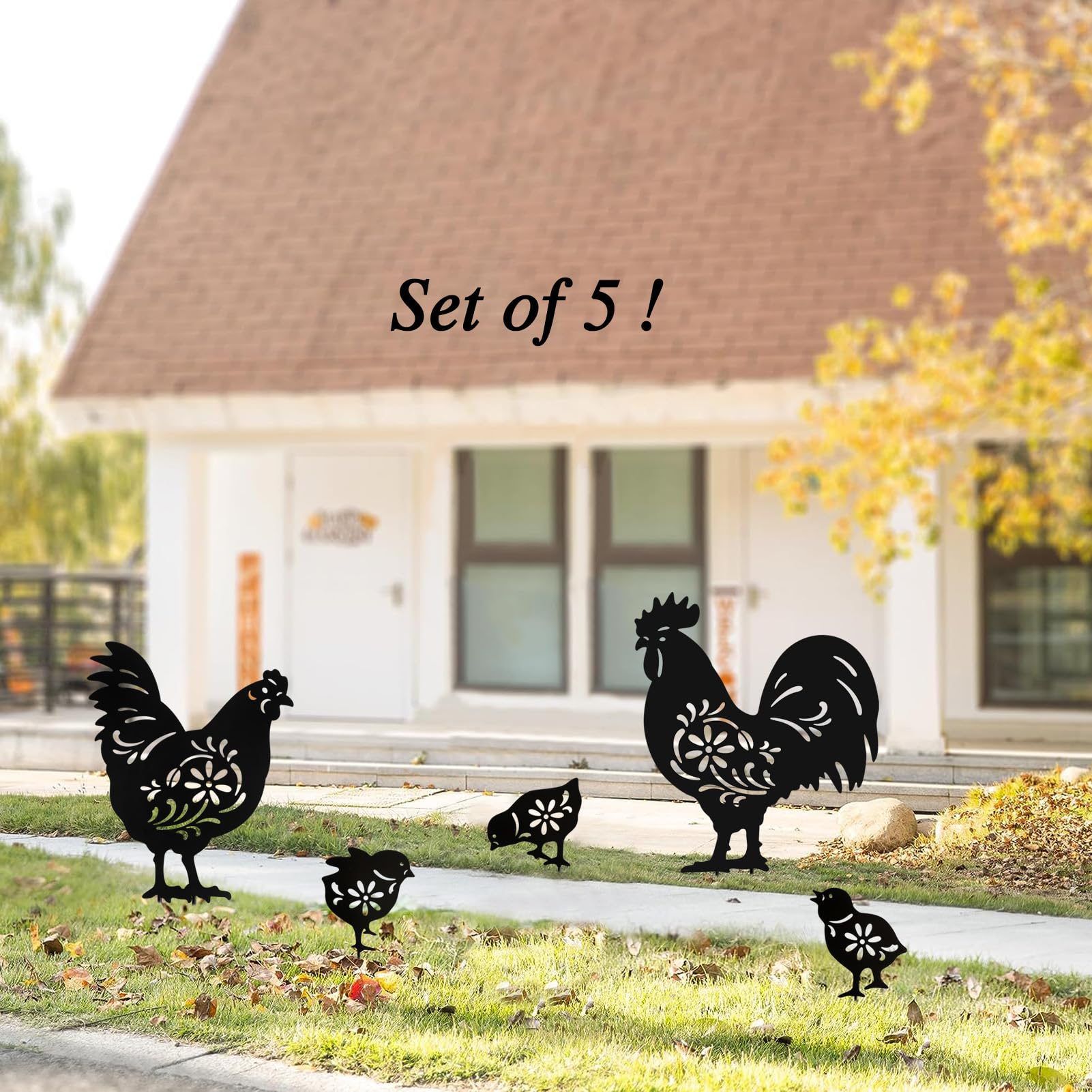 Hokfirm hen statue adds charm to flower beds and borders.