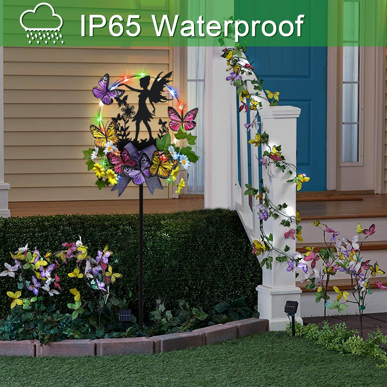 Hokfirm solar-powered yard decor casts warm light along walkways and lawns.