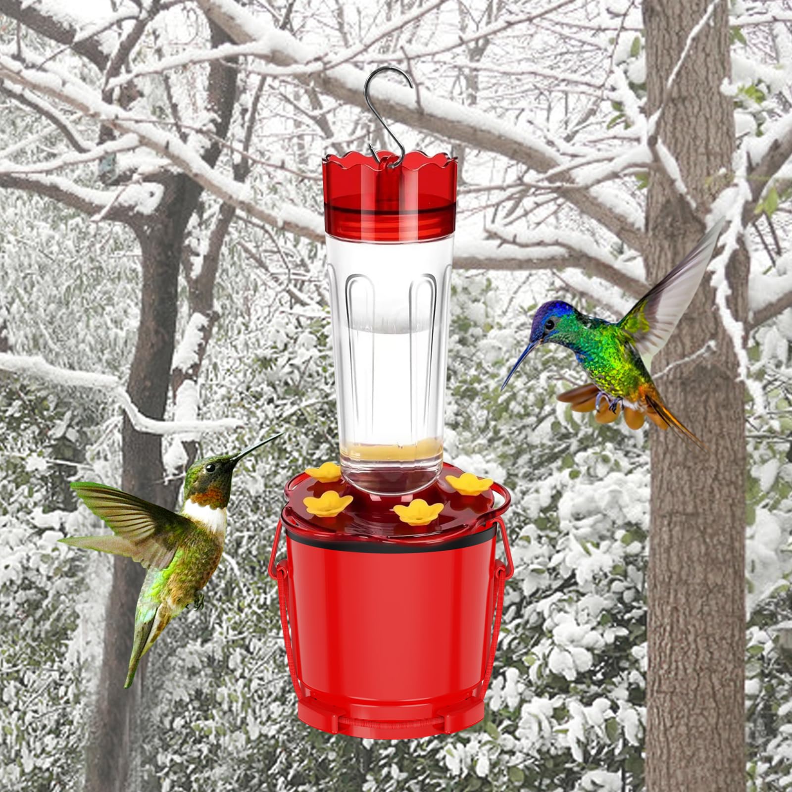 HOKITANS winter-ready feeder heater warms internal air for hummingbird feeding outdoors