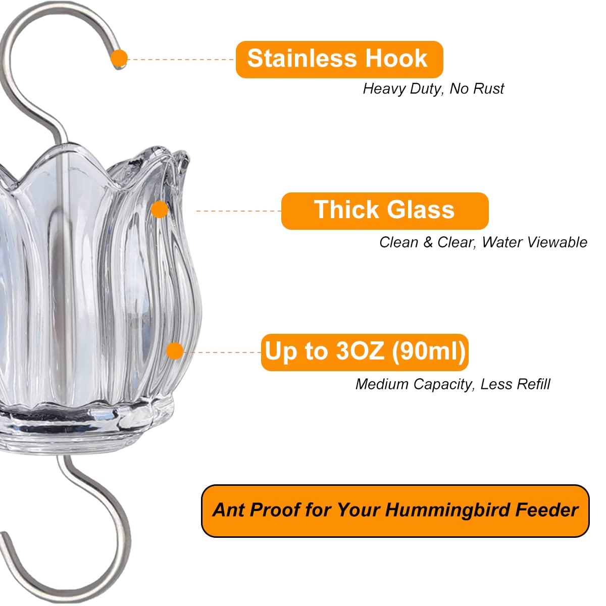 HOLAHOMA transparent glass shows remaining nectar for quick refills.