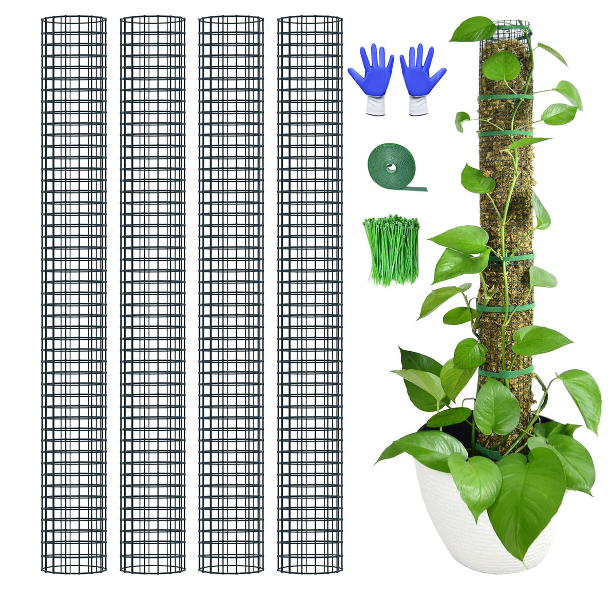 HOLANHING 4-pack 40-inch metal moss poles provide sturdy climbing support.