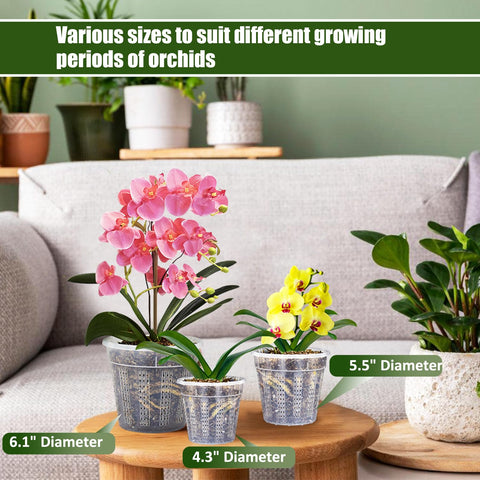 HOLANHING orchid pot 5.5 inch clear shows root health and soil moisture