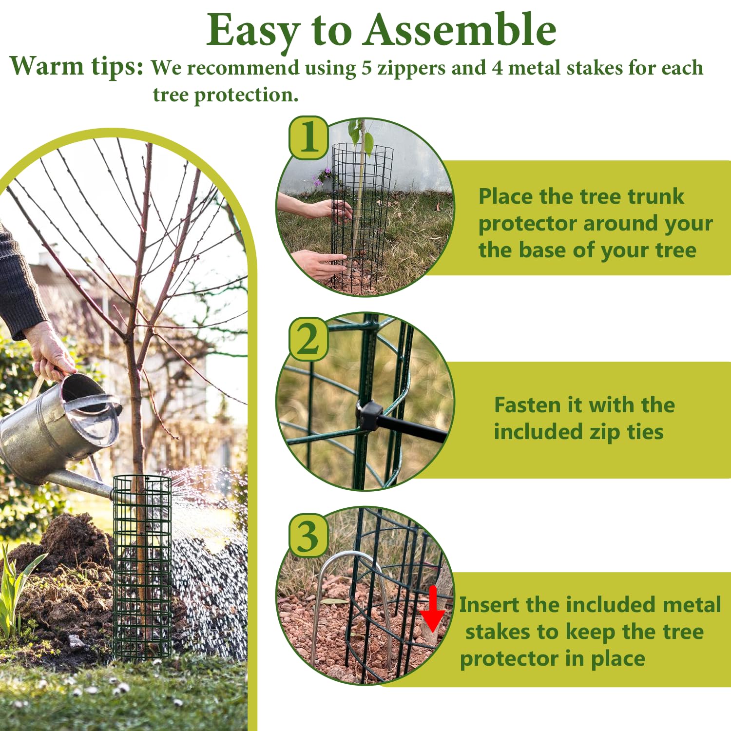 HOLANHING expandable guard stacks to 48 inches tall for tall saplings