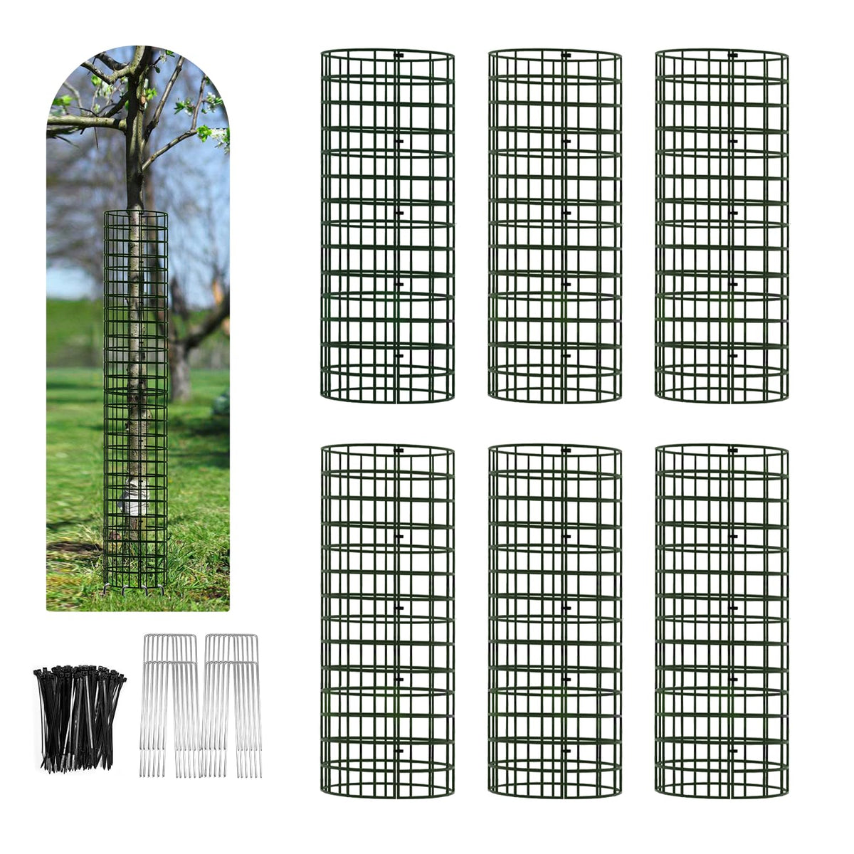 HOLANHING tree trunk protector kit installed around a sapling for deer protection.