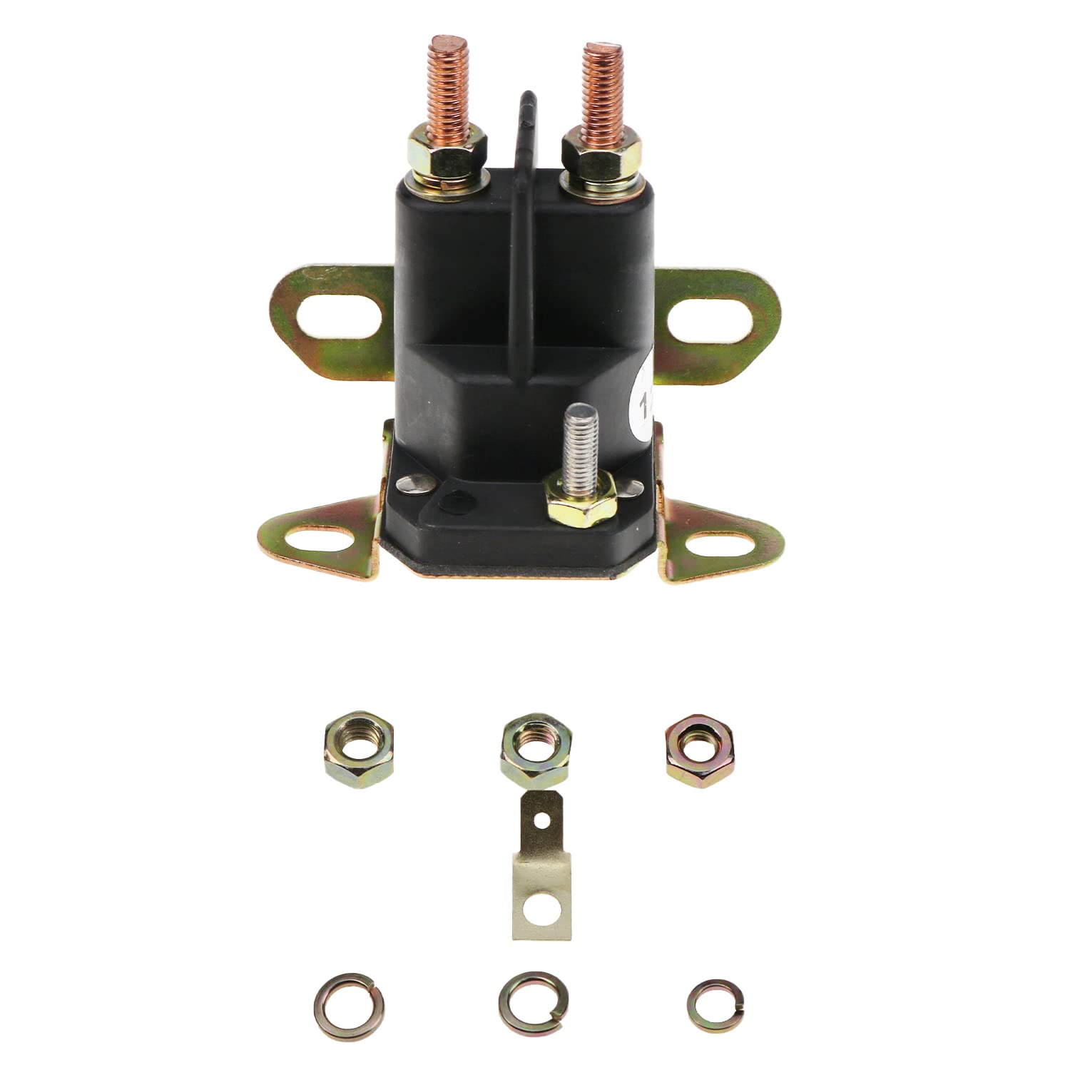 Holdia universal starter solenoid relay viewed, reliable start for lawn equipment.