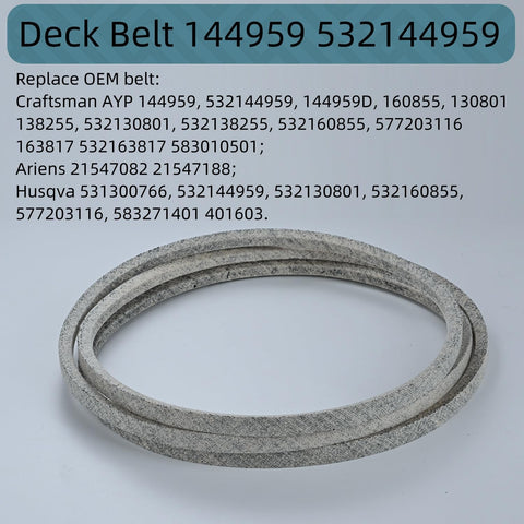 Holdly deck belt 95in packaging demonstrates universal compatibility across major brands.