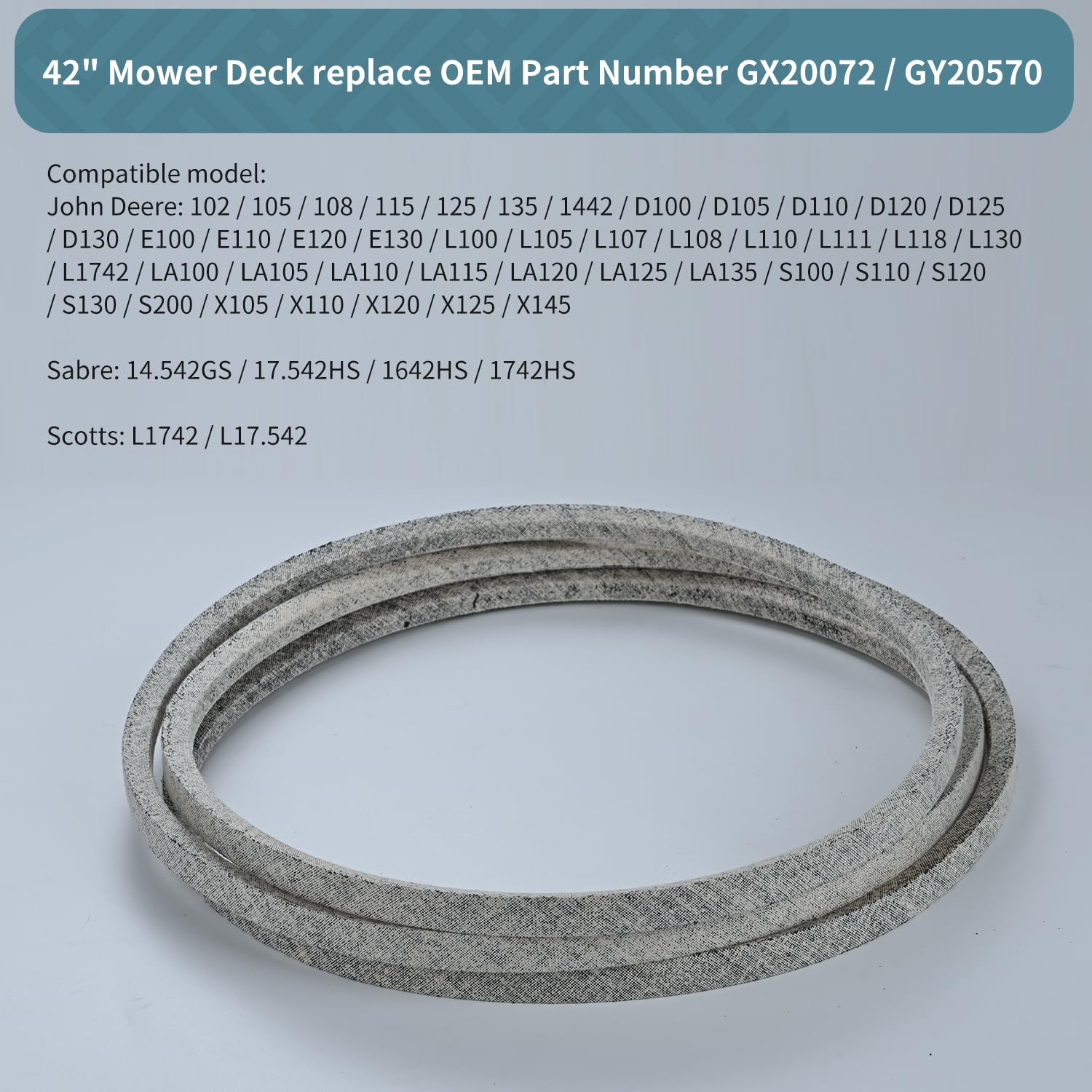 Holdly GX20072 belt deck compatibility with many John Deere decks for versatility
