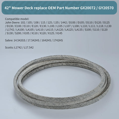 Holdly GX20072 belt deck compatibility with many John Deere decks for versatility