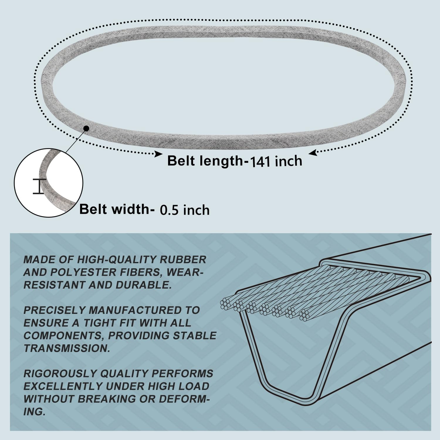 Holdly belt fits 114-0453 for reliable deck operation with Toro.