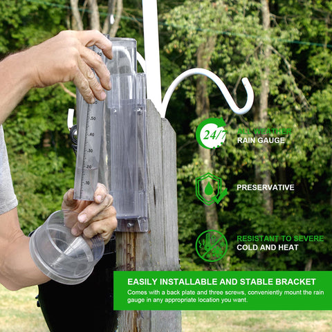 Holdly Precise Rain Gauge mounted on a post for outdoor placement.