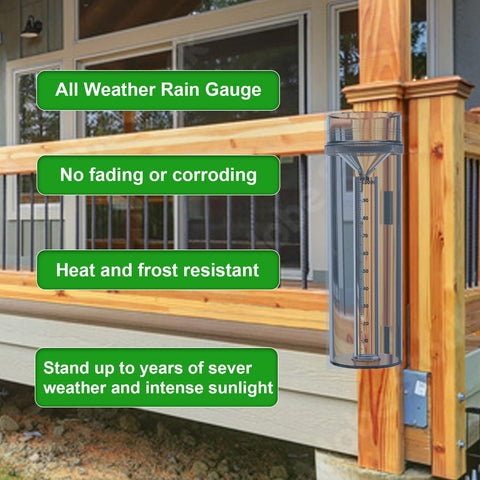 Holdly Precise Rain Gauge polycarbonate body resists UV and heat.