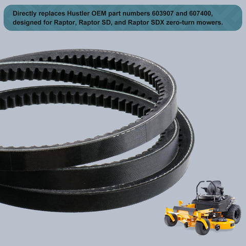 Holdly belt in running mower demonstrates reduced slippage and steady drive.