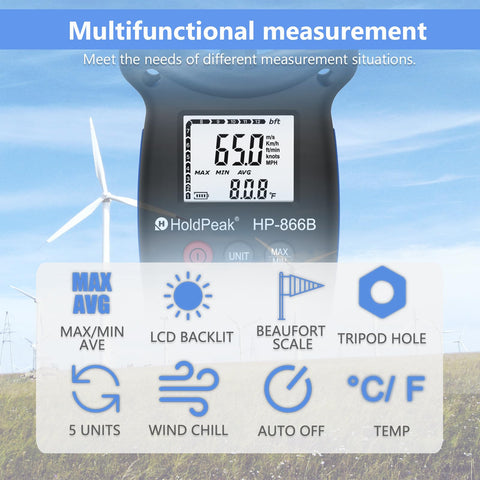 Tripod hole on HoldPeak 866B enables stable measurements.