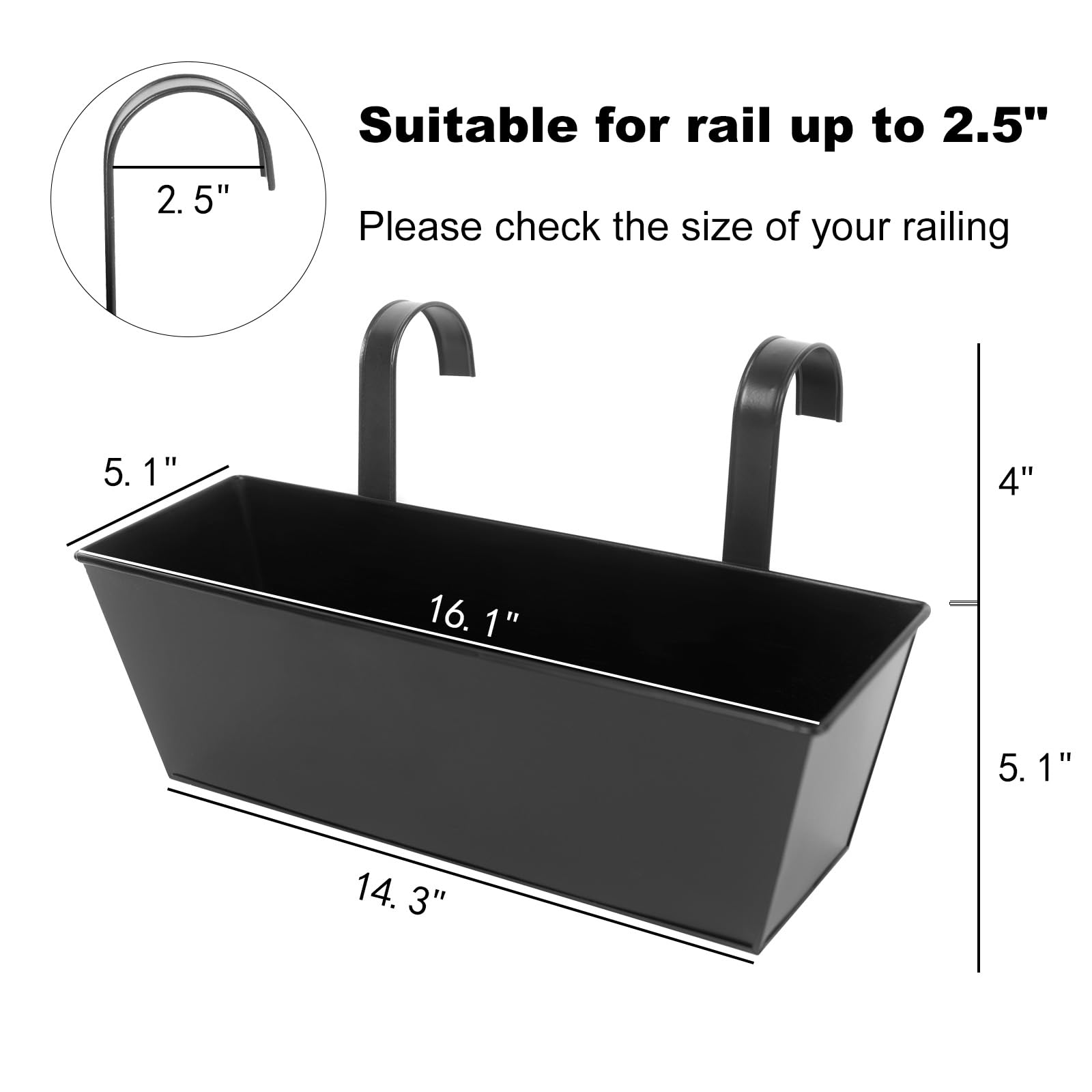 Holensun hanging planter rail attachment enabling easy railing mounting