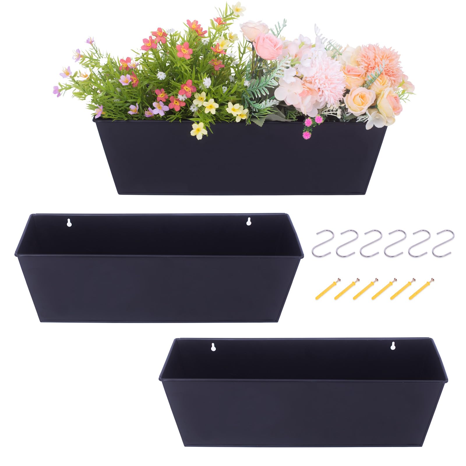 Holensun wall hanging planter 16-inch black with durable metal construction.