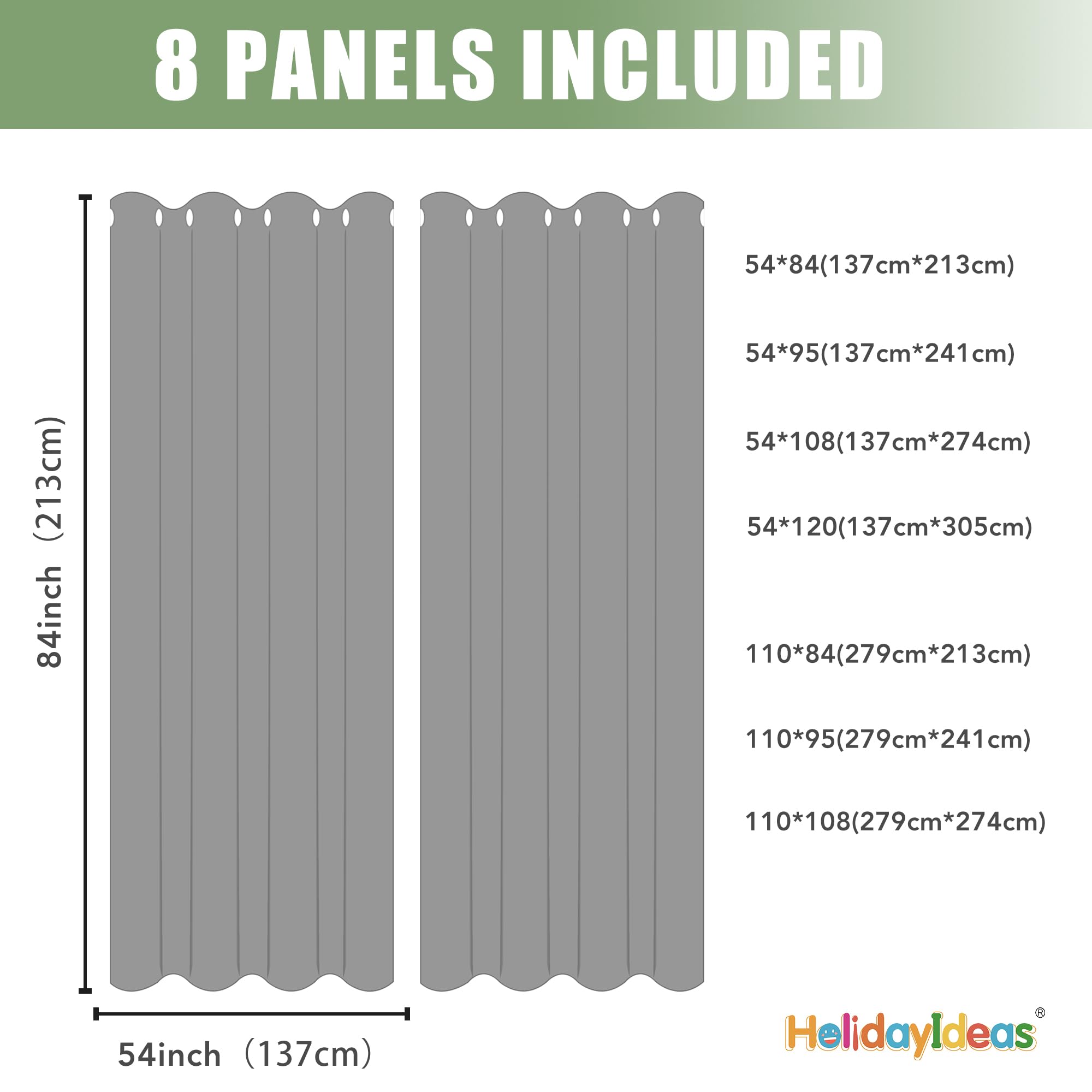 HolidayIdeas eight-panel curtains cover gazebo or pergola for versatile coverage.