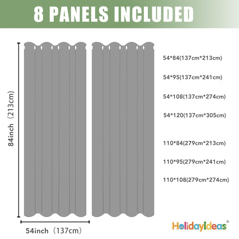 HolidayIdeas eight-panel curtains cover gazebo or pergola for versatile coverage.