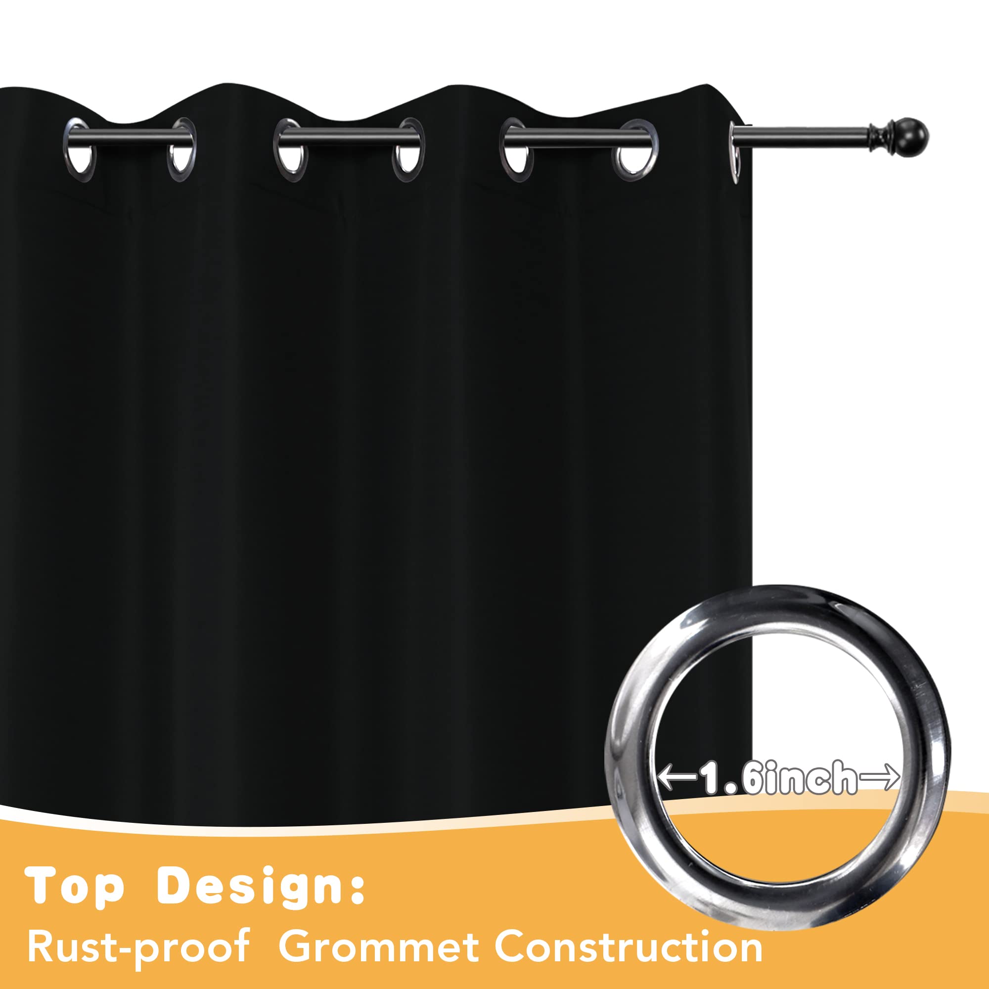 Grommet mounting demonstrates easy hanging and adjustable height.