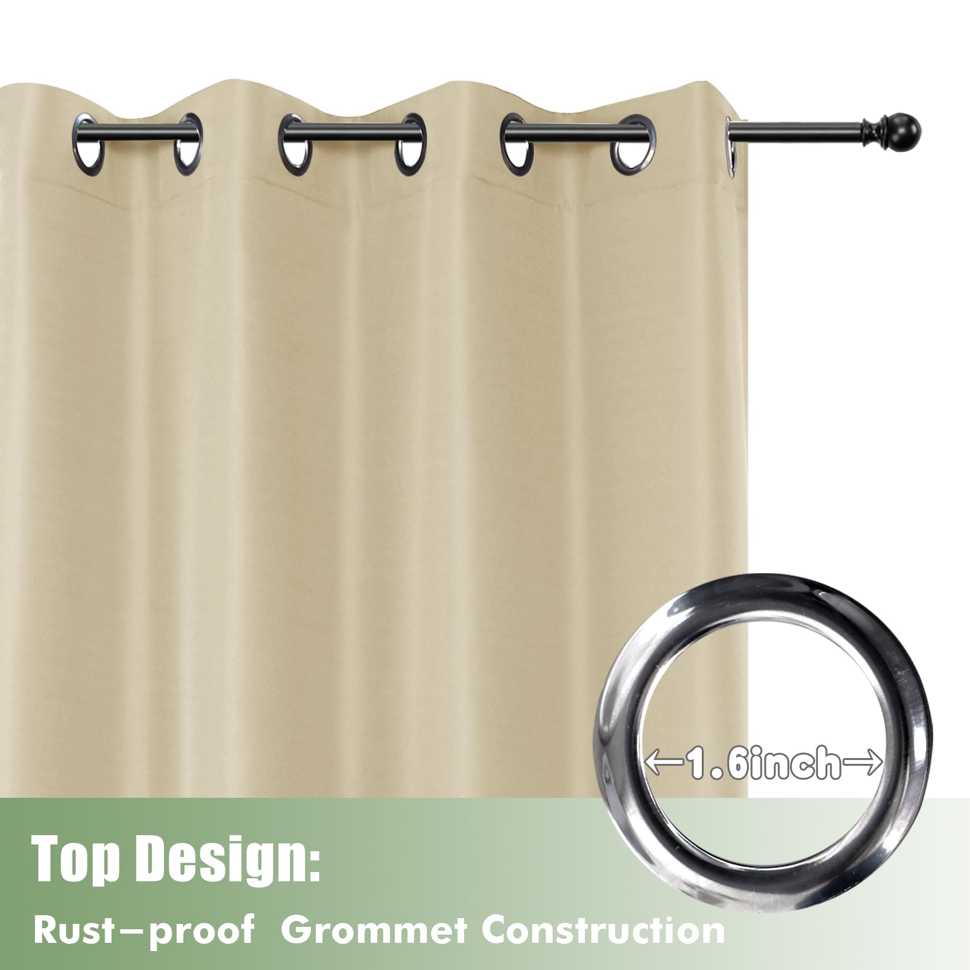 HolidayIdeas grommet-top curtains in cream finish, easy to hang and adjust for privacy.