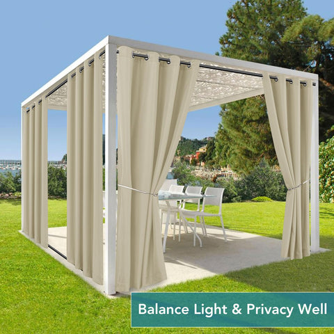 HolidayIdeas grommet-top panels with bottom tabs stay securely fixed