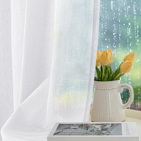 HolidayIdeas waterproof linen semi-voile fabric close-up