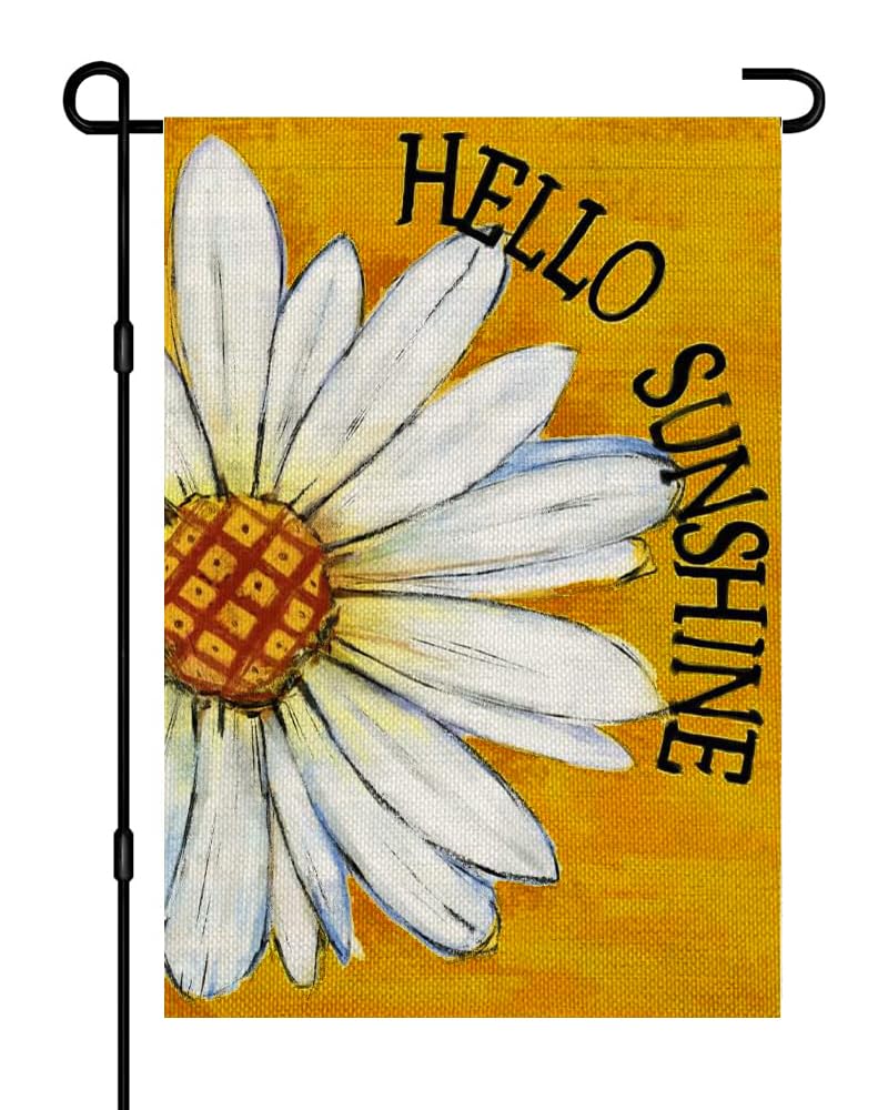 HOLIHIFI Hello Sunshine Daisy flag front view for vibrant garden decor.