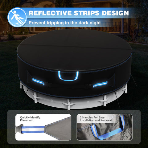 Holiwei windproof ropes on a round pool cover enhance stability