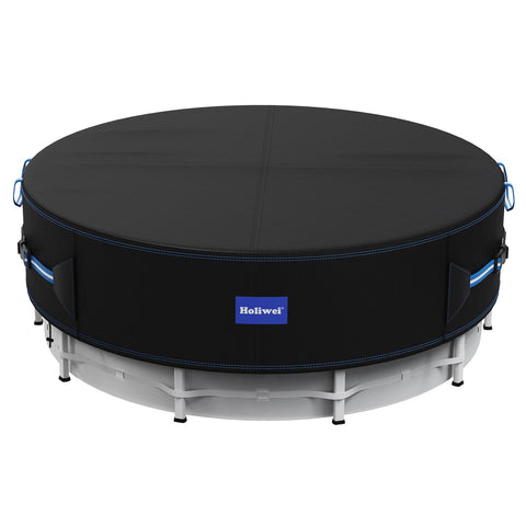 Holiwei round pool cover with reflective strips for safer nighttime visibility