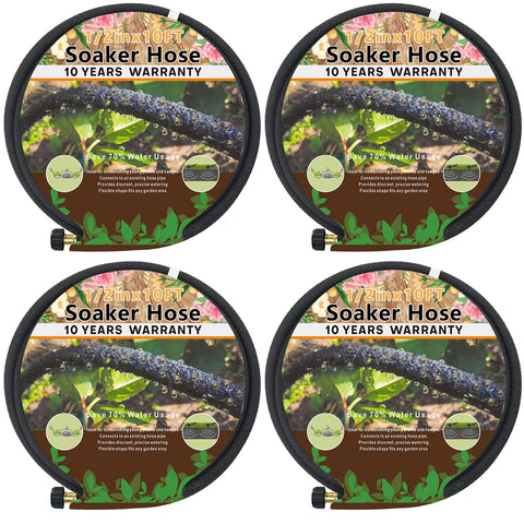 Holldoor 4-pack soaker hoses bundled for efficient garden watering