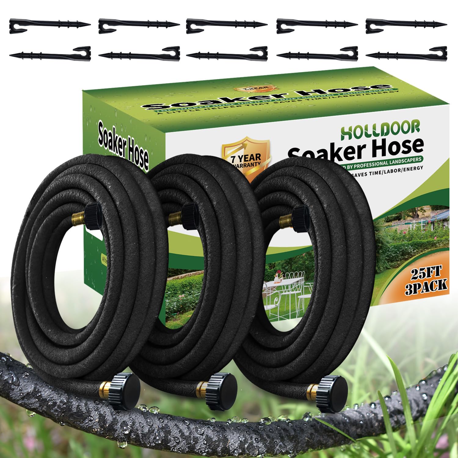 Holldoor soaker hose kit assembly demonstrates flexible watering setup for beds and borders.