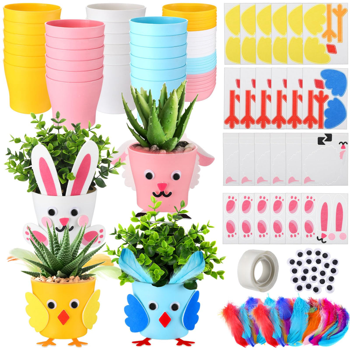 Hollowfly Easter bunny flower pot craft for festive spring décor.