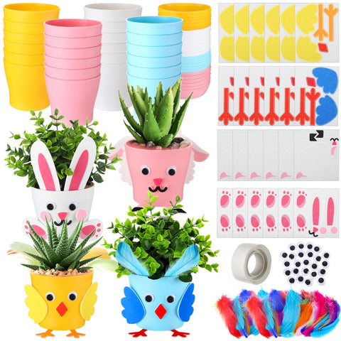Hollowfly Easter bunny flower pot craft for festive spring décor.