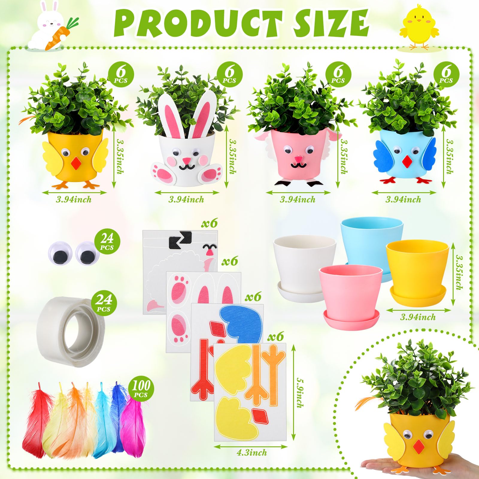 Hollowfly Easter chick pot craft with felt details for kids' activities.