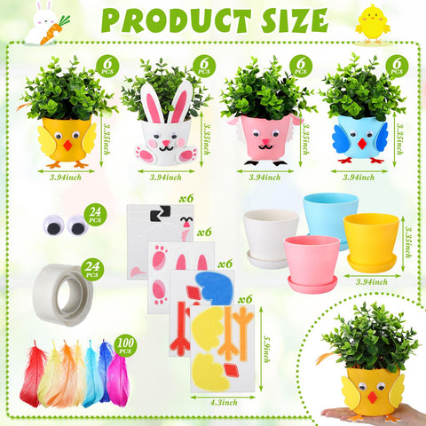 Hollowfly Easter chick pot craft with felt details for kids' activities.