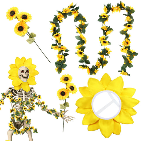 Hollowfly sunflower head wrap on 12ft skeleton for vibrant decor and durability