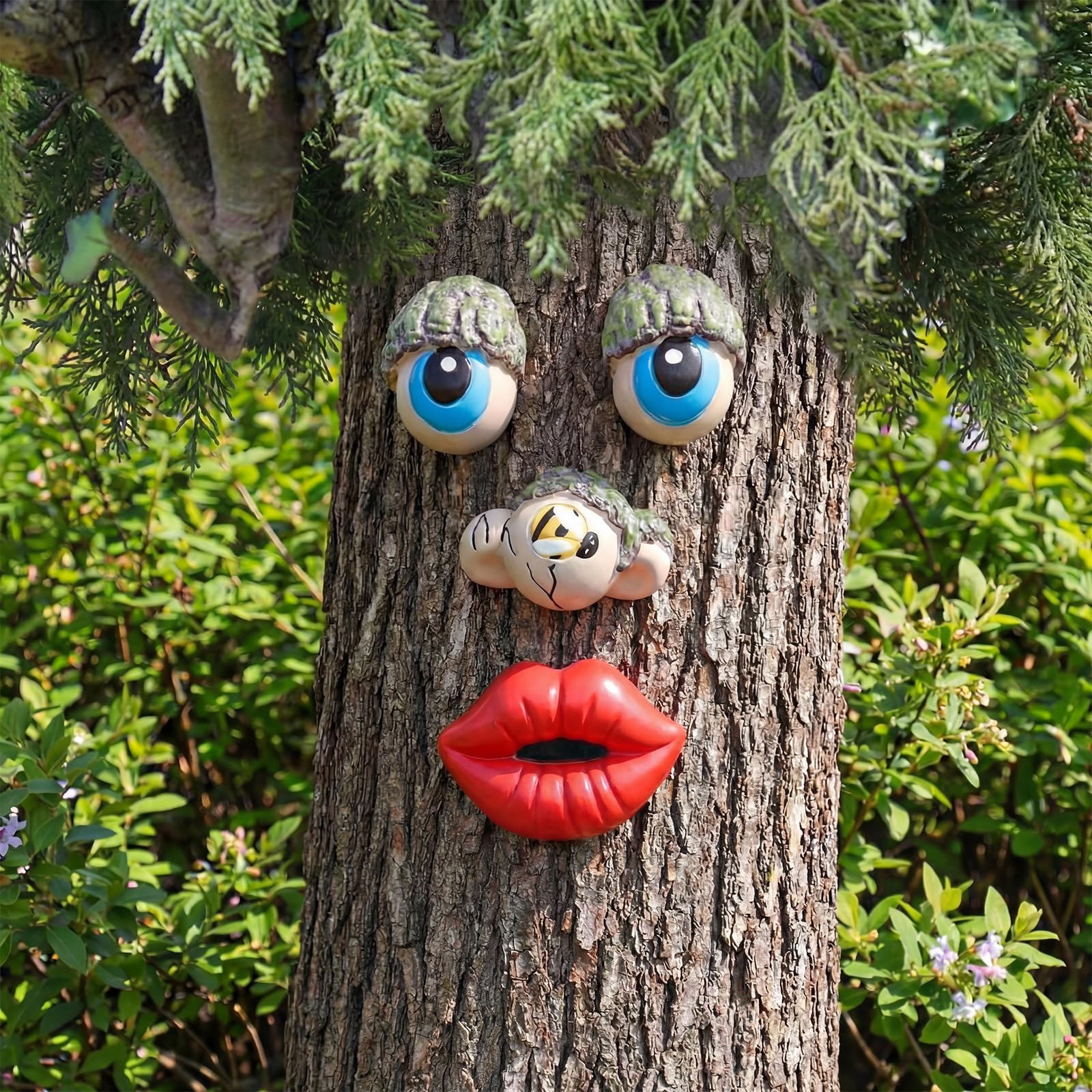 Hollowfly Tree Face Decor eyes detail adds whimsy to your garden