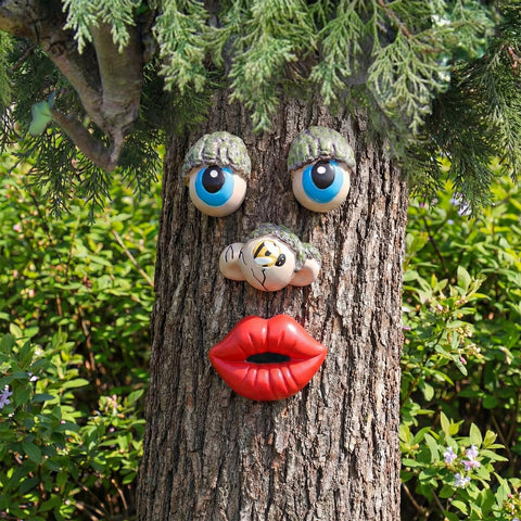 Hollowfly Tree Face Decor eyes detail adds whimsy to your garden