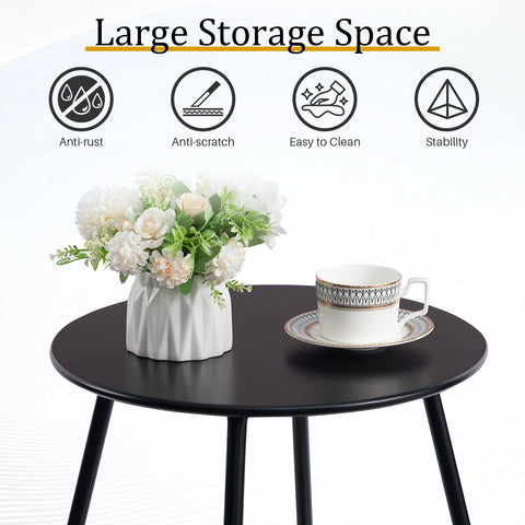 HollyHOME round metal side table adjustable feet for uneven surfaces