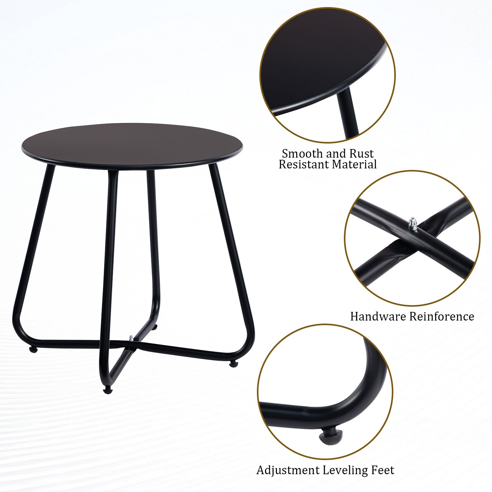 HollyHOME round metal side table blends with indoor living room decor