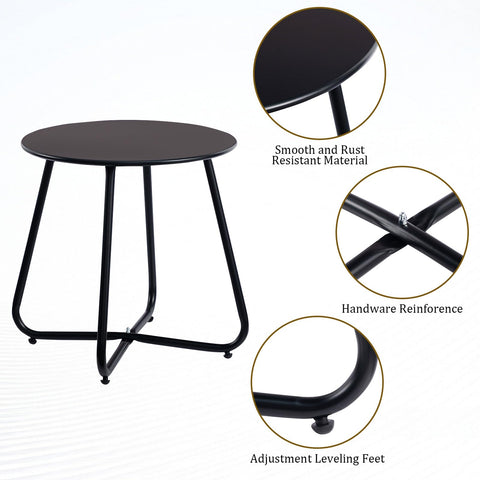 HollyHOME round metal side table blends with indoor living room decor