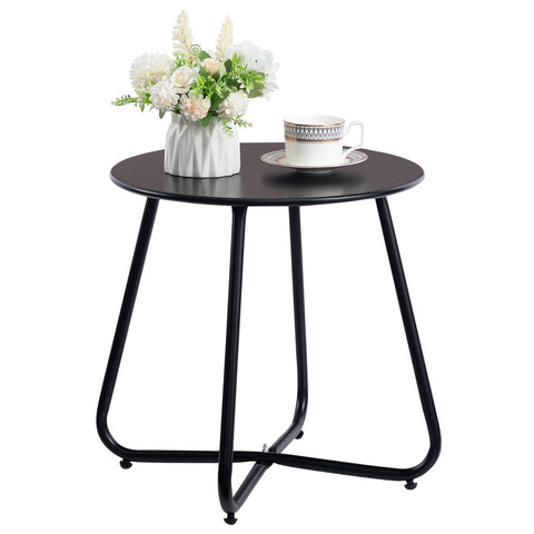HollyHOME round metal side table top view highlights sturdy build for everyday use