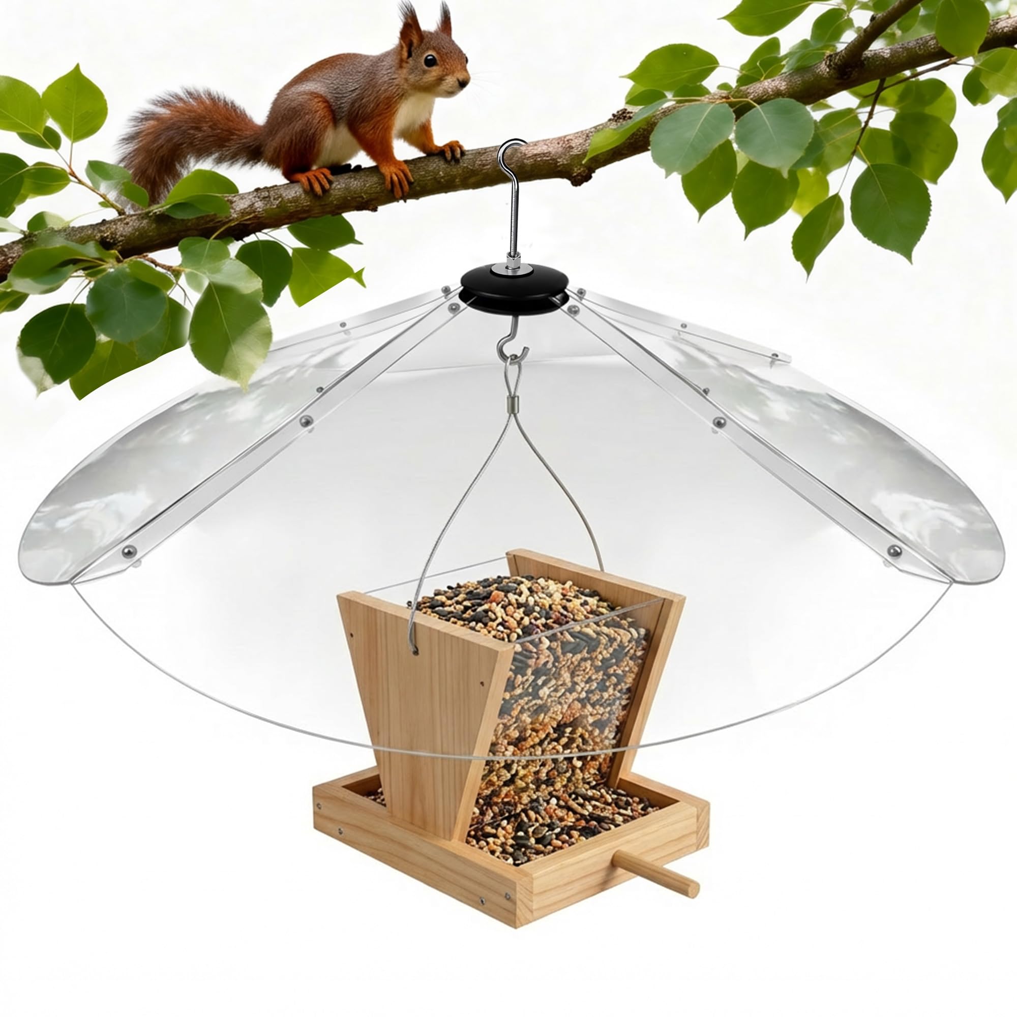 Holoith 24 inch squirrel baffle umbrella shields seeds from rain