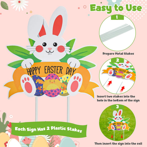 HOLYFUN Easter yard sign wide 15x8 inch 05 makes a bold garden statement