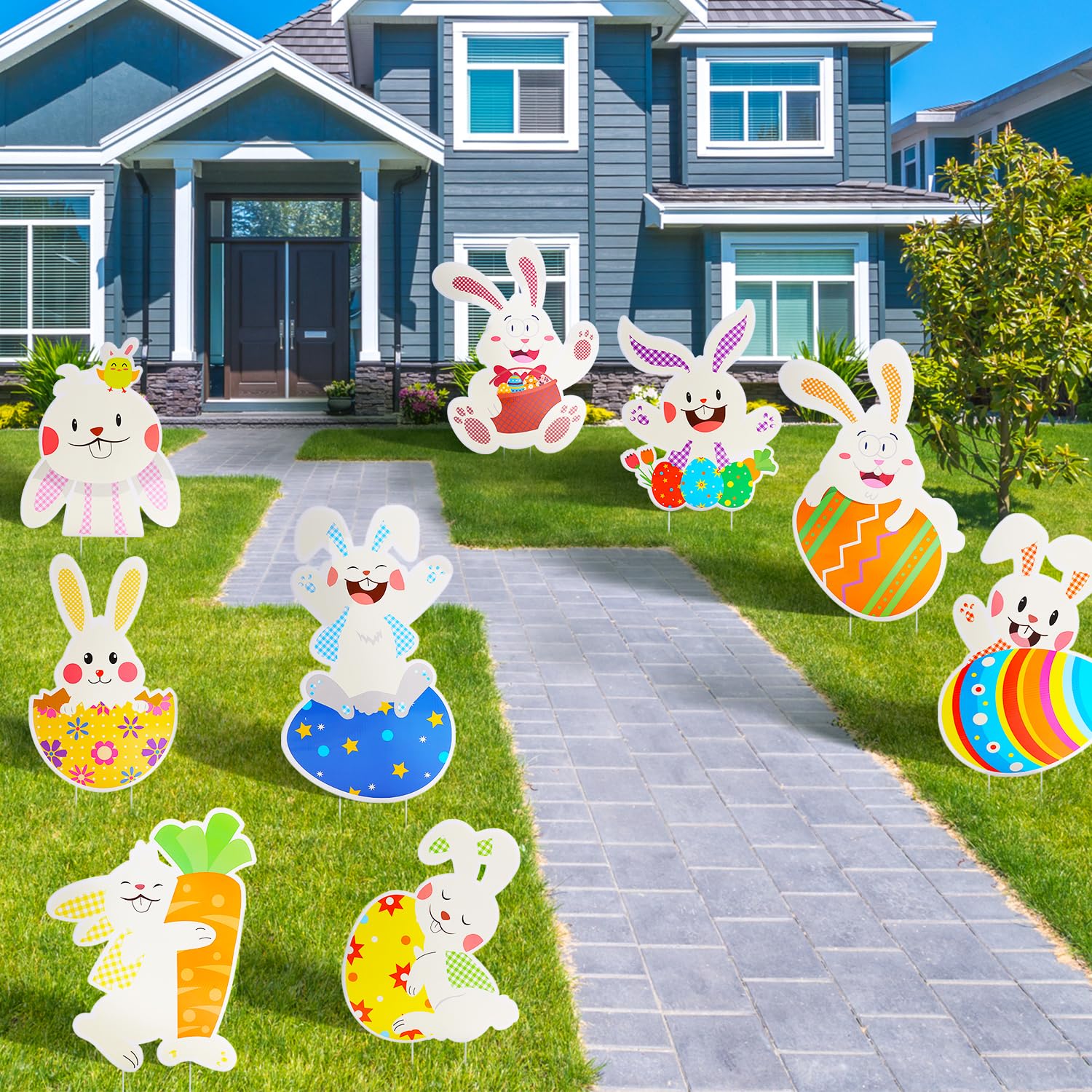 HOLYFUN Corrugated PVC Easter sign set resists sun and rain for lasting use.
