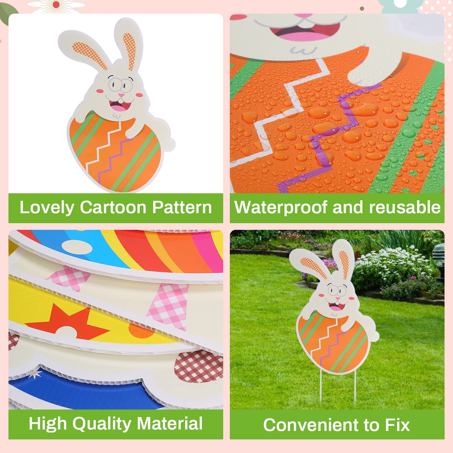 HOLYFUN Outdoor Easter signs with stakes for secure garden display.