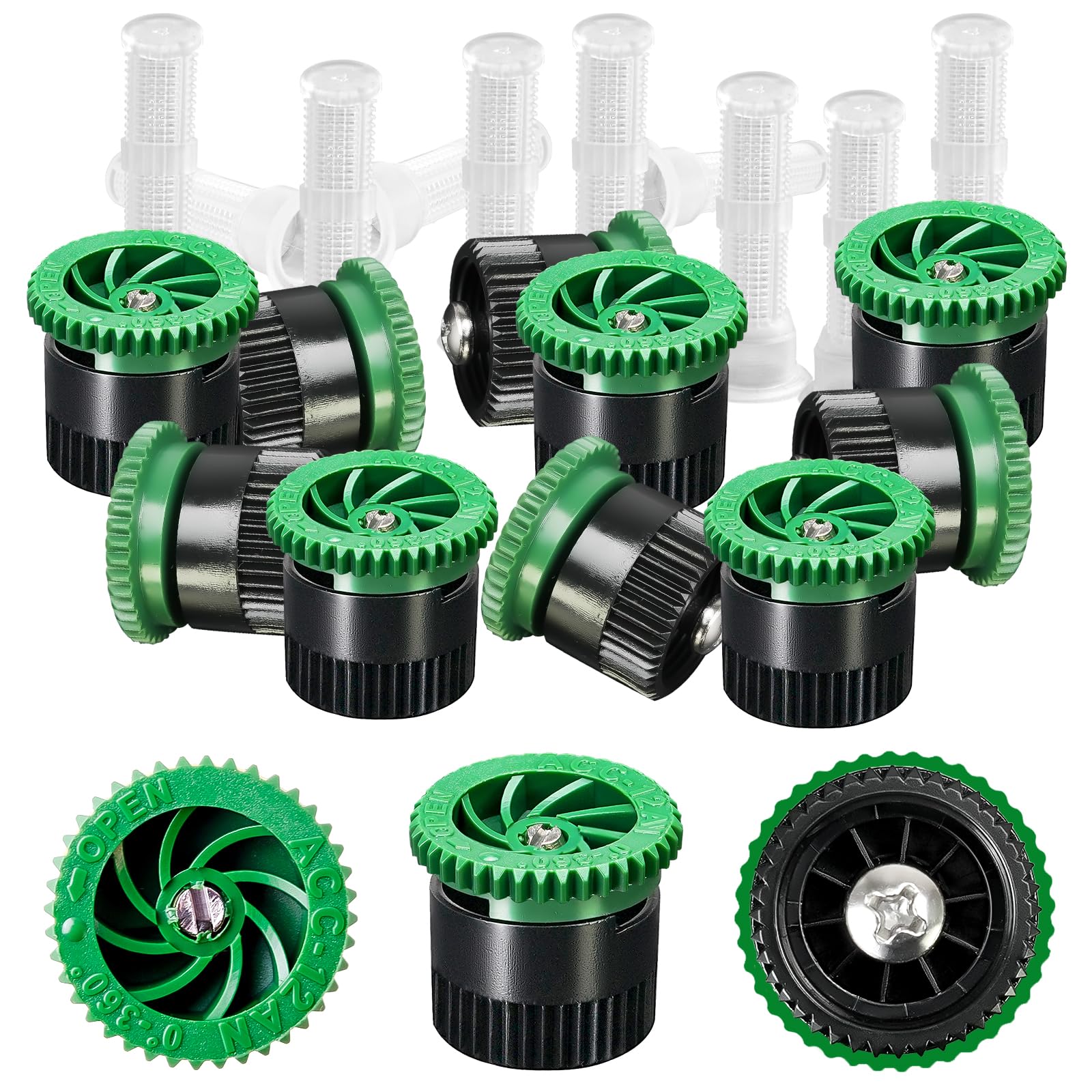 HolyMaji 10-piece variable arc nozzle pack for lawn irrigation.