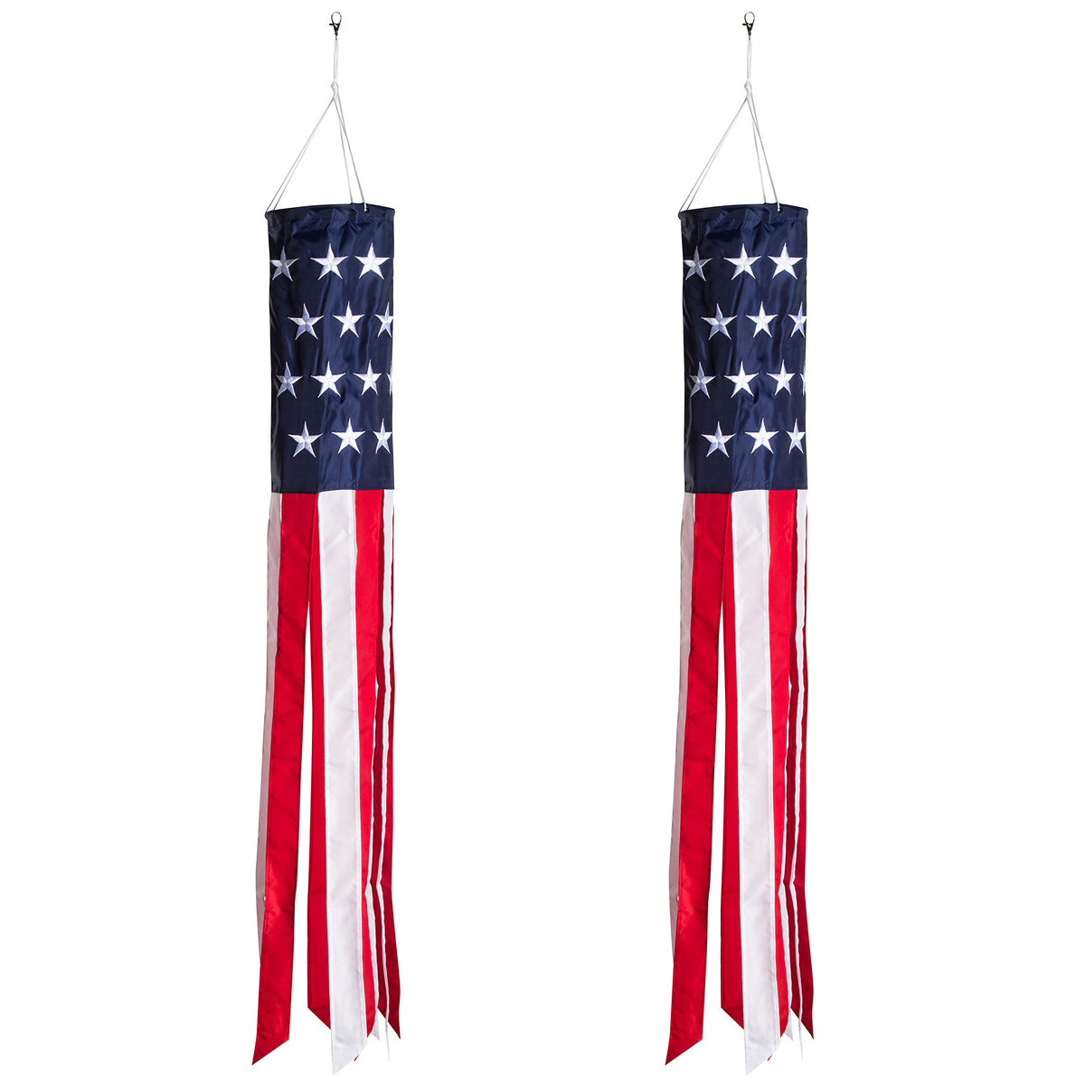 Homarden 40-inch American flag windsock hanging in the yard, weather-resistant decor.