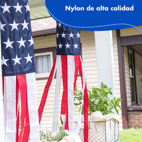 Homarden windsock displays bold stars for festive July celebrations.
