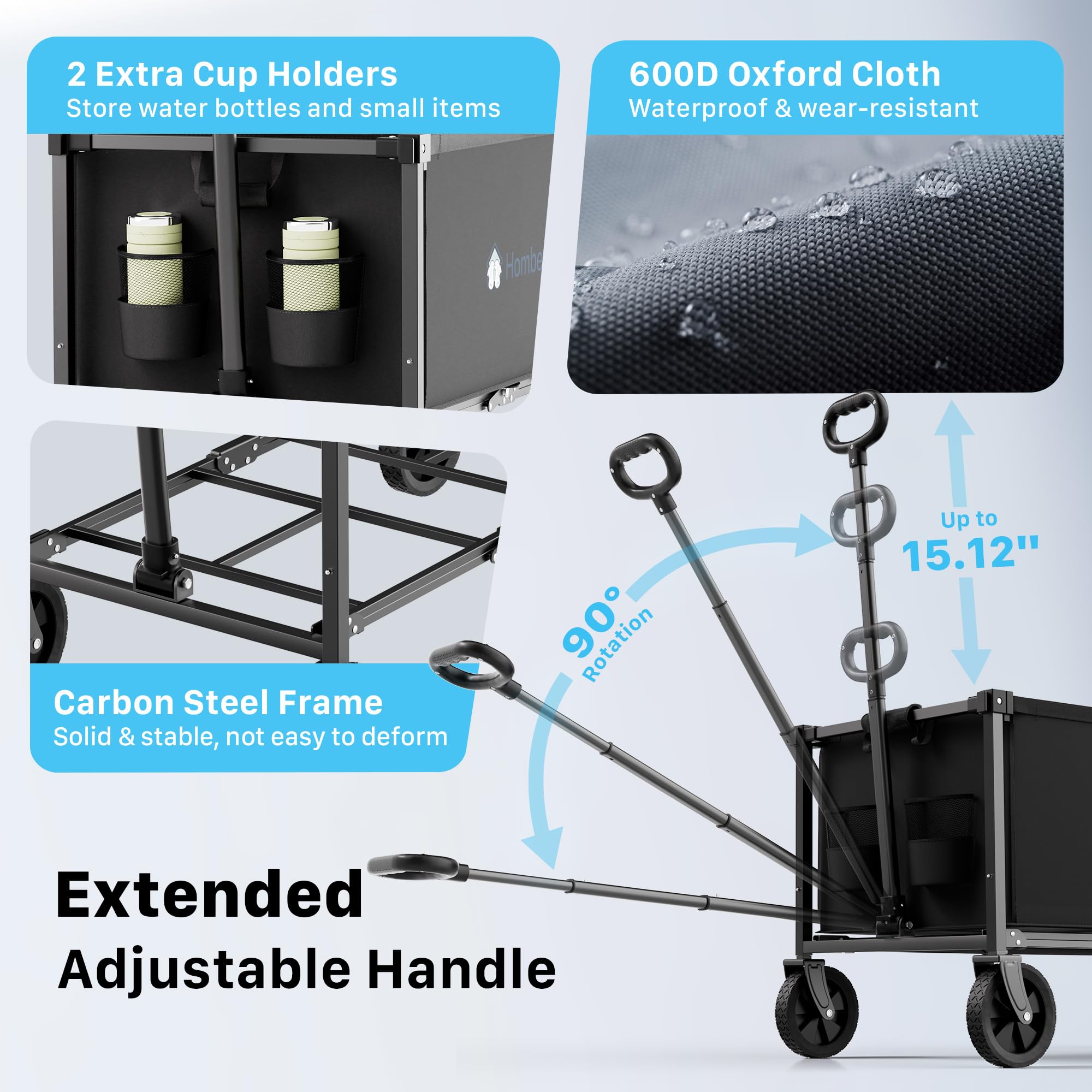 HOMBETTA lightweight cart weighs under 10 pounds for easy carrying.